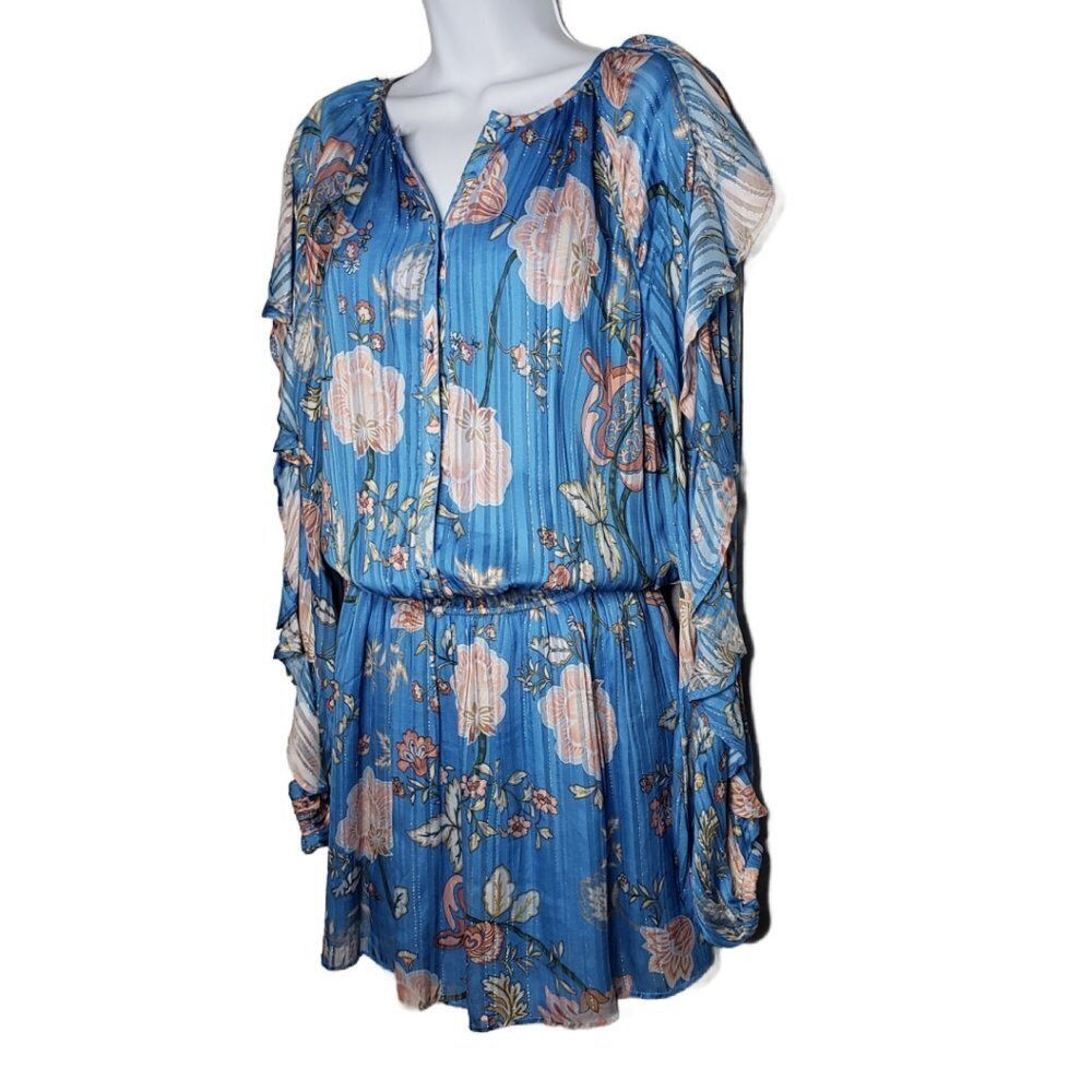 NWT Ramy Brook Printed Hamilton Ocean Combo Mini Dress Sz L, Blue (1262) - Picture 2 of 6